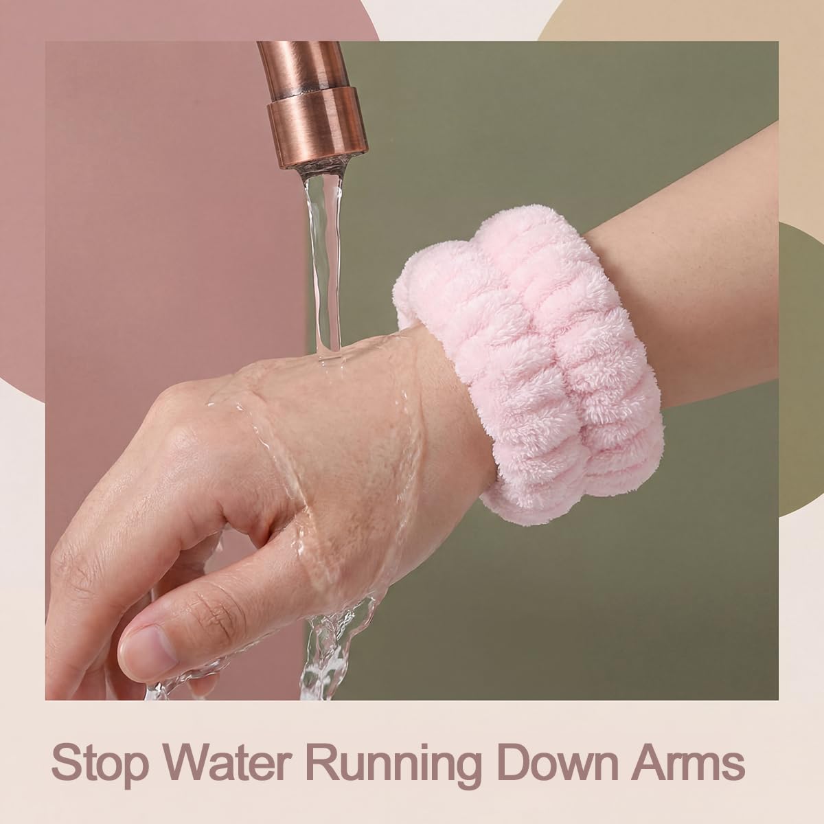HTEGM wristband worn while washing face capturing water absorption benefit