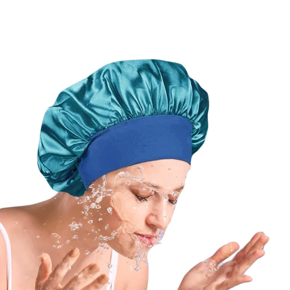 HU ZJKD bonnet worn by model with curly hair keeping style intact