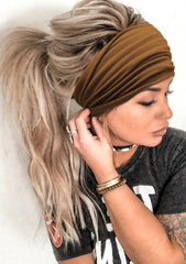 Huachi headband worn as back wrap keeping hair off neck