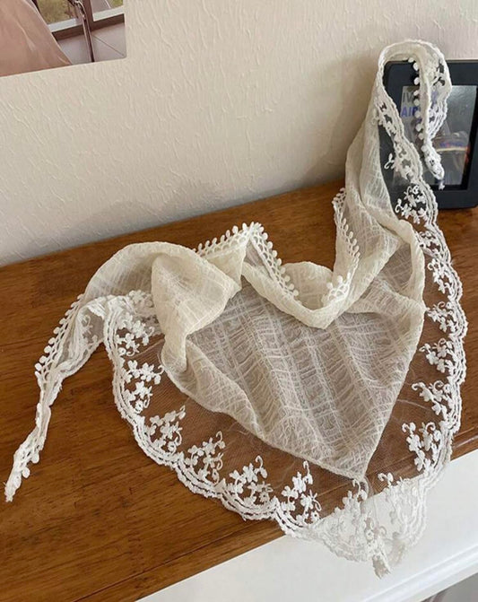 Huachi lace cutout close-up revealing delicate floral mesh and breathable texture for cool comfort