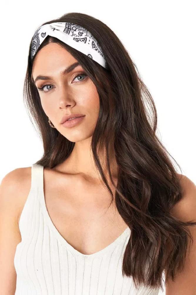 Huachi flat-lay of all eight assorted paisley headbands displaying variety and outfit-matching options