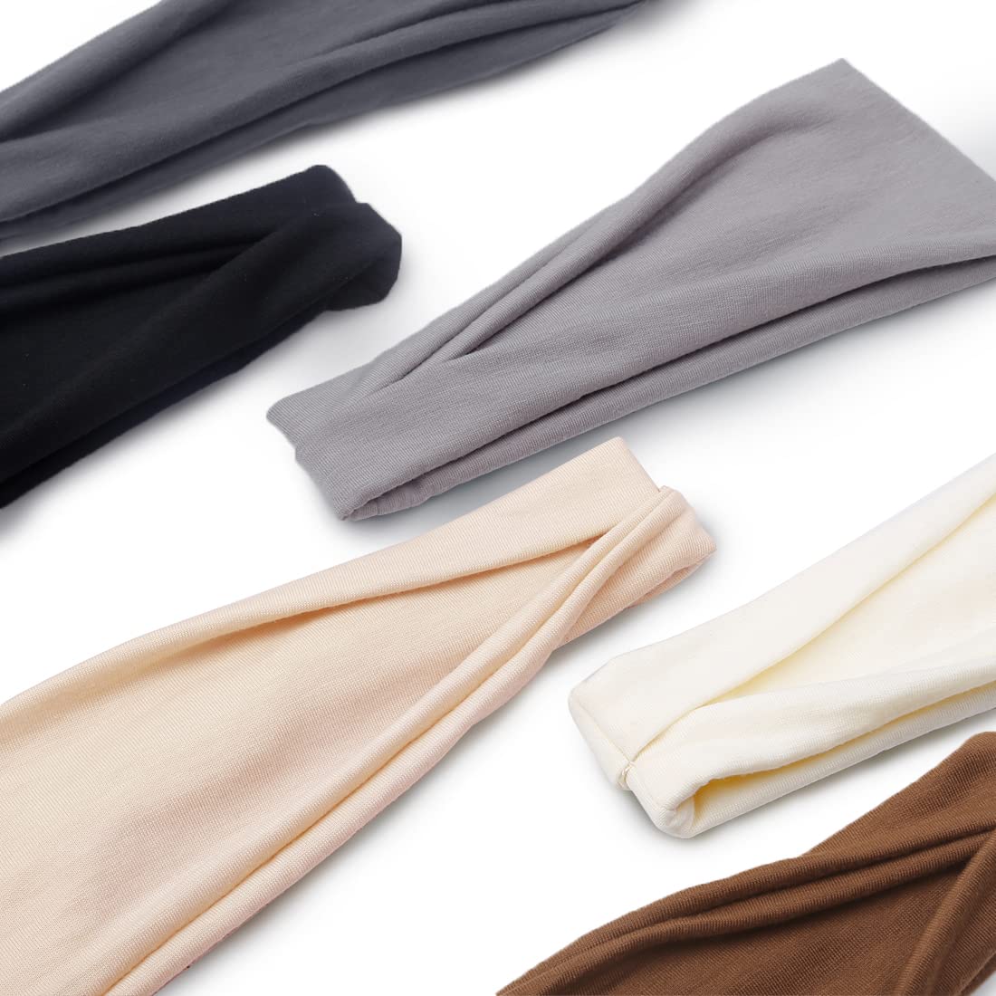 Huachi flat-lay of six headbands showing reversible styling and outfit versatility benefit