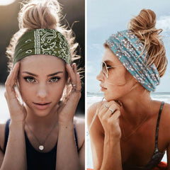 Huachi headbands laid flat next to ruler showing 8.5 inch length and fit