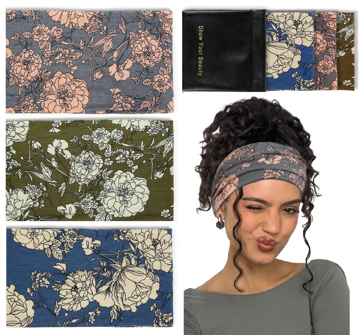Huachi front view flat-lay showing headband set and ease of selection