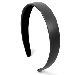 Huachi front view of black faux-leather headband showing clean silhouette and wearable benefit
