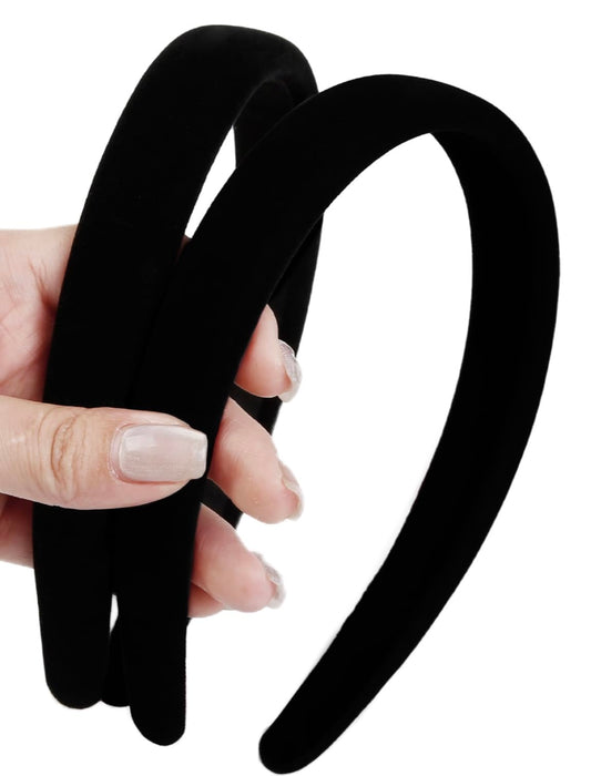 Huachi front view showing black velvet headband and sleek design benefit: versatile styling