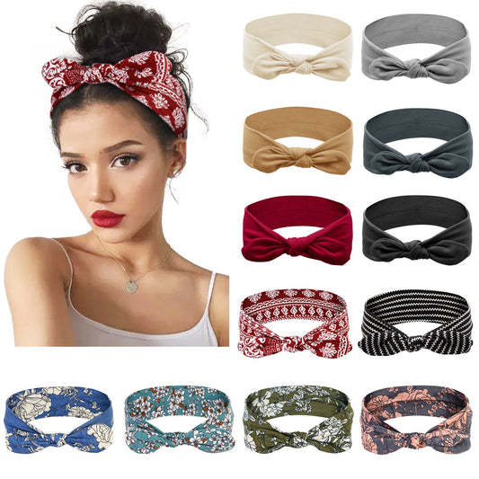 Huachi front packaging showing 12 colorful bow headbands, ideal gift