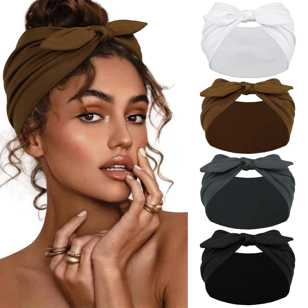 Huachi front view of four headbands showing neutral colors and value pack benefit