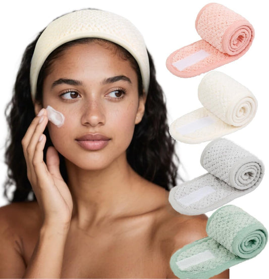 Huachi front packaging showing four headbands, easy storage benefit