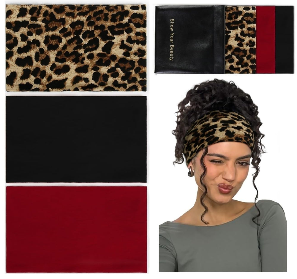 Huachi front view of wide headband showing fit and design benefit: secure hold