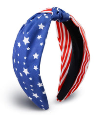 Huachi headband front view showing flag print and knot, adds instant patriotic style