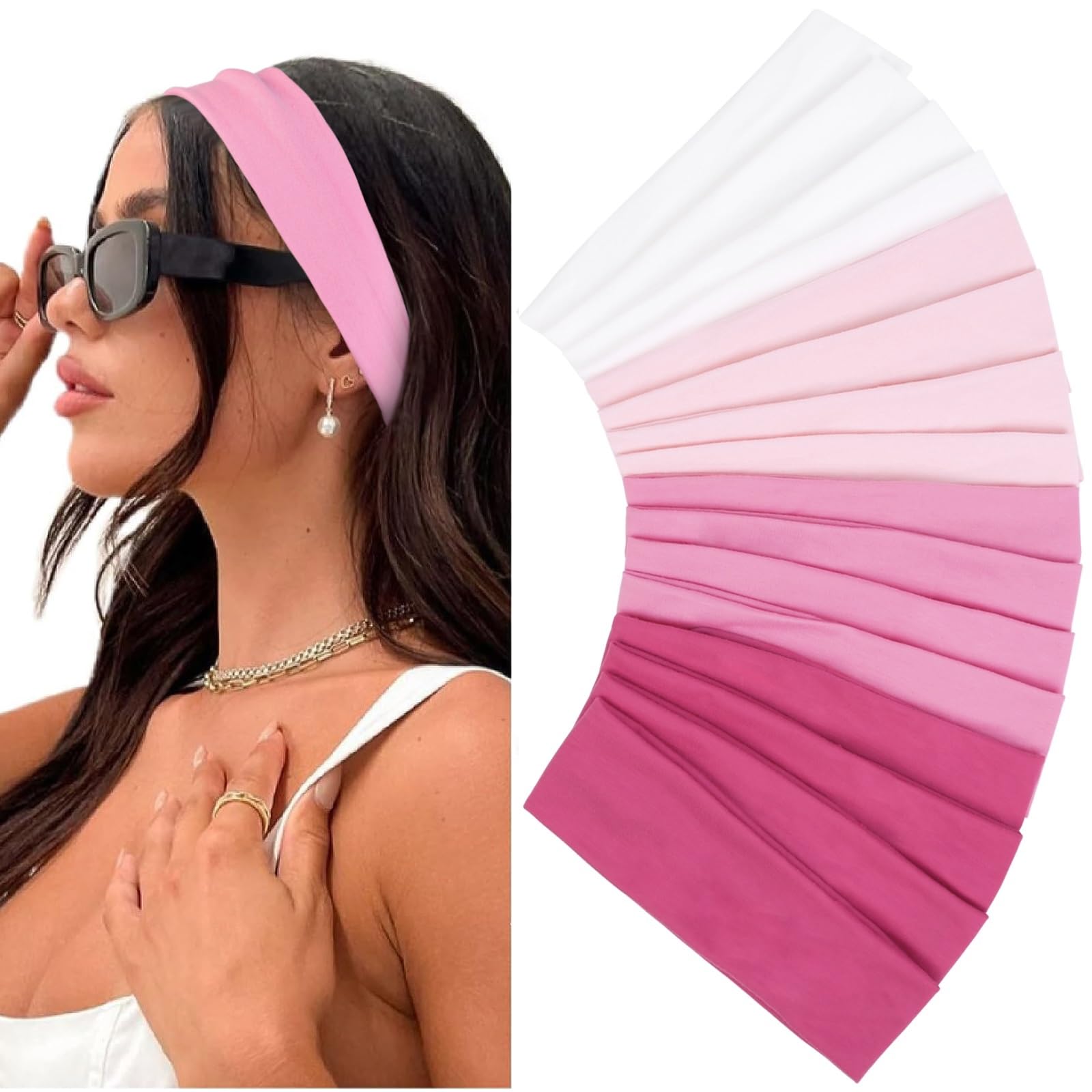 Huachi front view of 16-pack headbands showing color assortment and neat packaging benefit