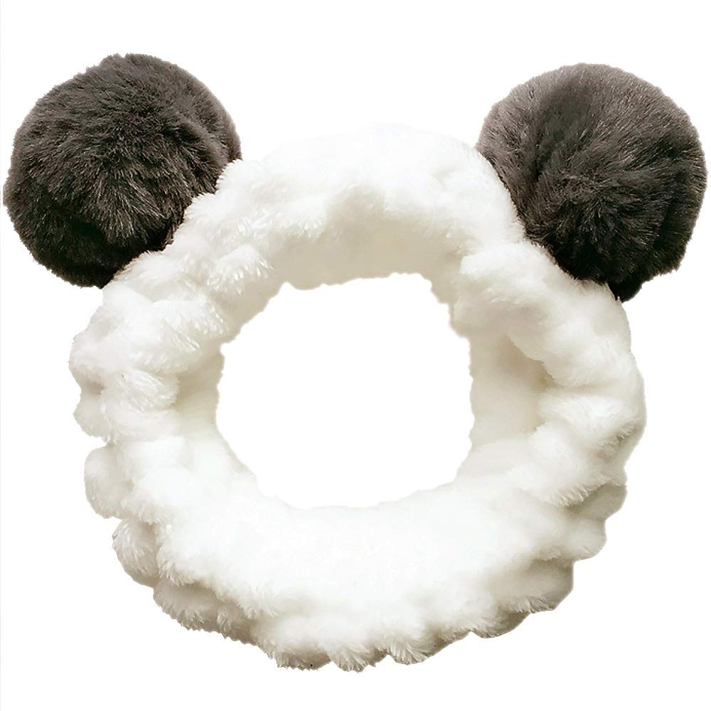 Huachi front view white panda ear headband showing cute styling and secure fit