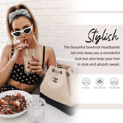 Huachi headband worn by model showing comfortable everyday wear benefit