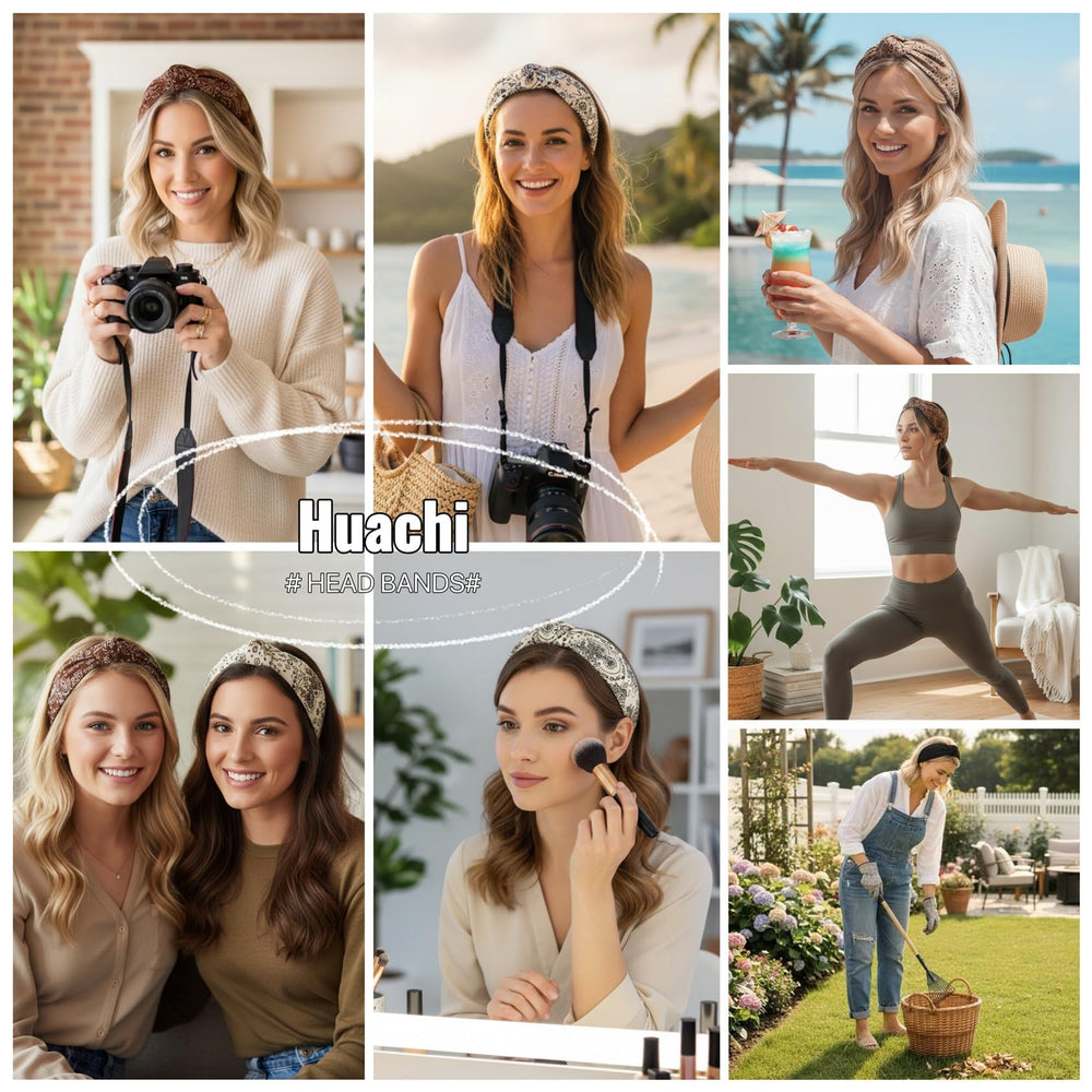 Huachi headband on model demonstrates wearable style and secure hold