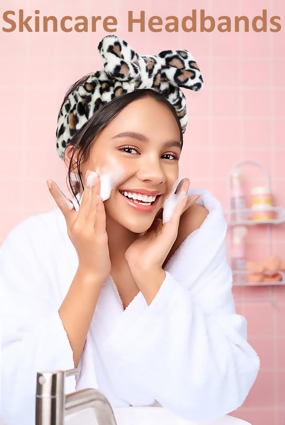 Huachi headband worn during face washing keeps hair away effectively