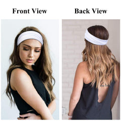 Huachi headband worn during yoga demonstrating secure non-slip hold