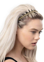 Huachi headband styled outdoors showing retro look and practical hold