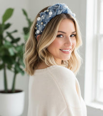 Huachi headband on model paired with casual outfit for effortless style