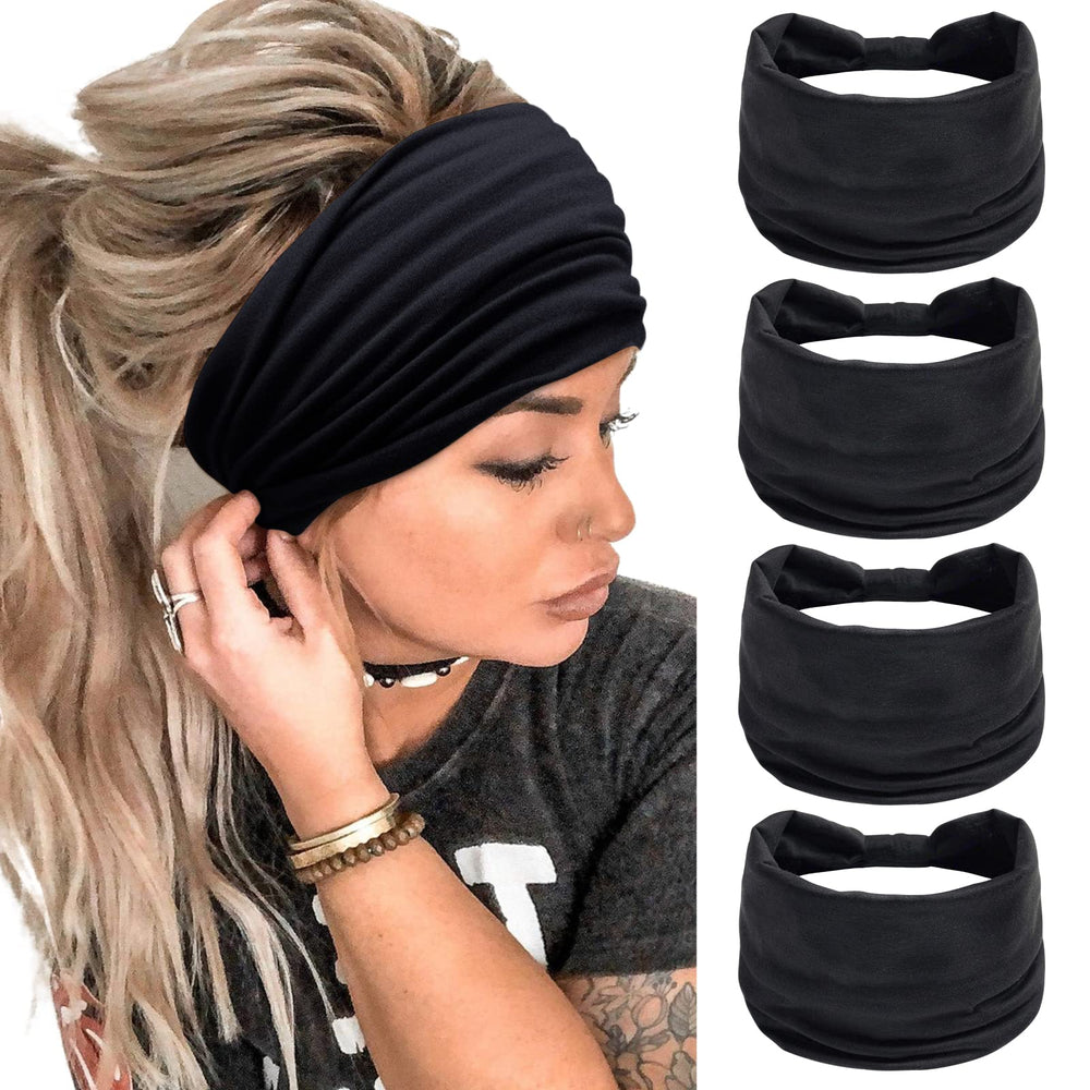Huachi wide headbands pack of four displayed flat for easy selection and styling benefit