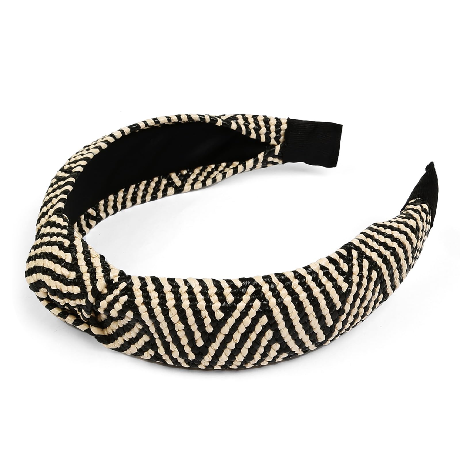 Huachi headband paired with a straw bag illustrating coordinated resort and vacation outfit