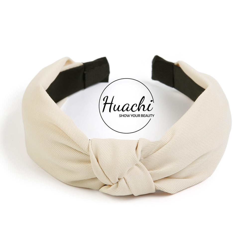 Huachi worn on short hair demonstrating secure hold and tidy bangs benefit