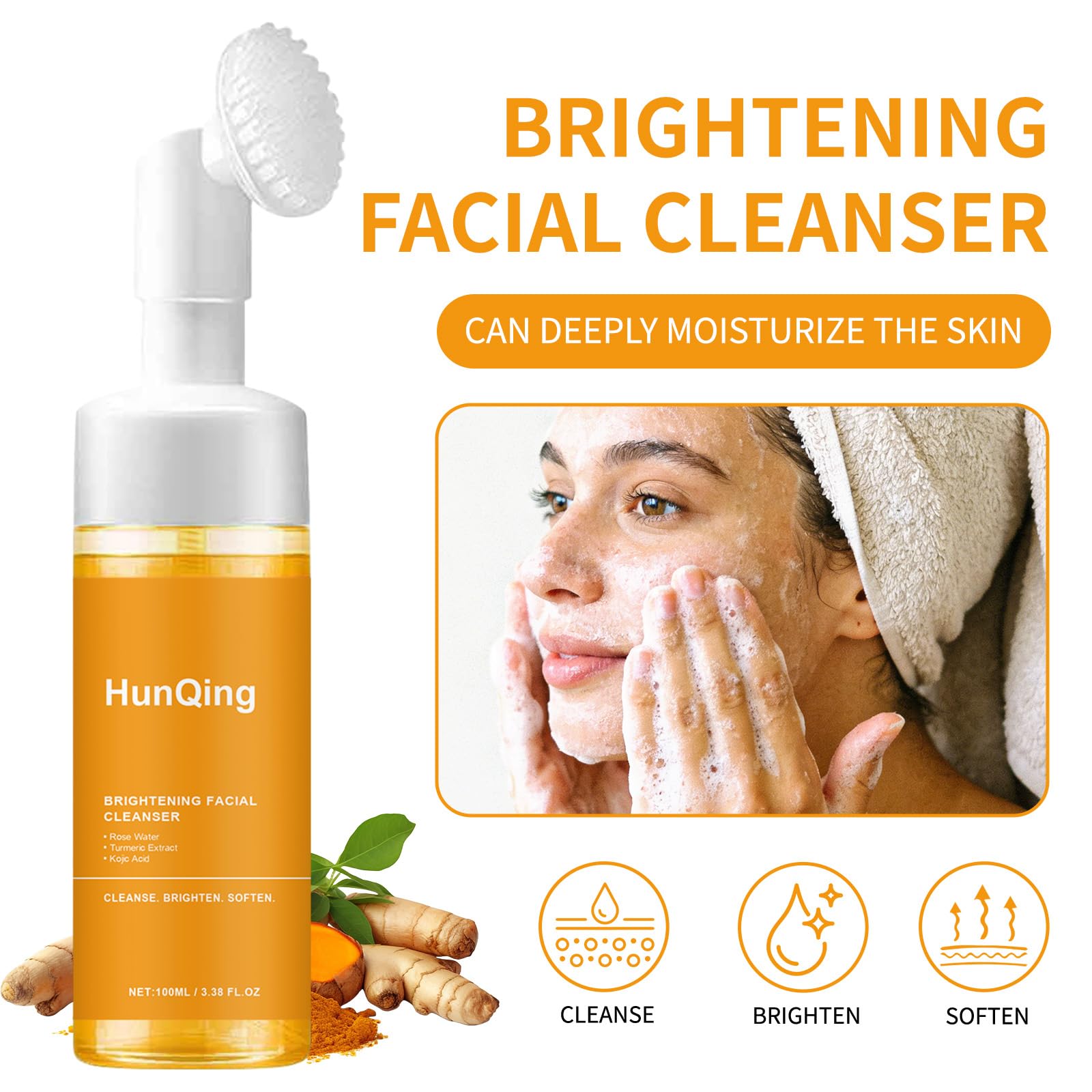 HuaQing foam texture detail demonstrating rich, airy foam for deep cleansing