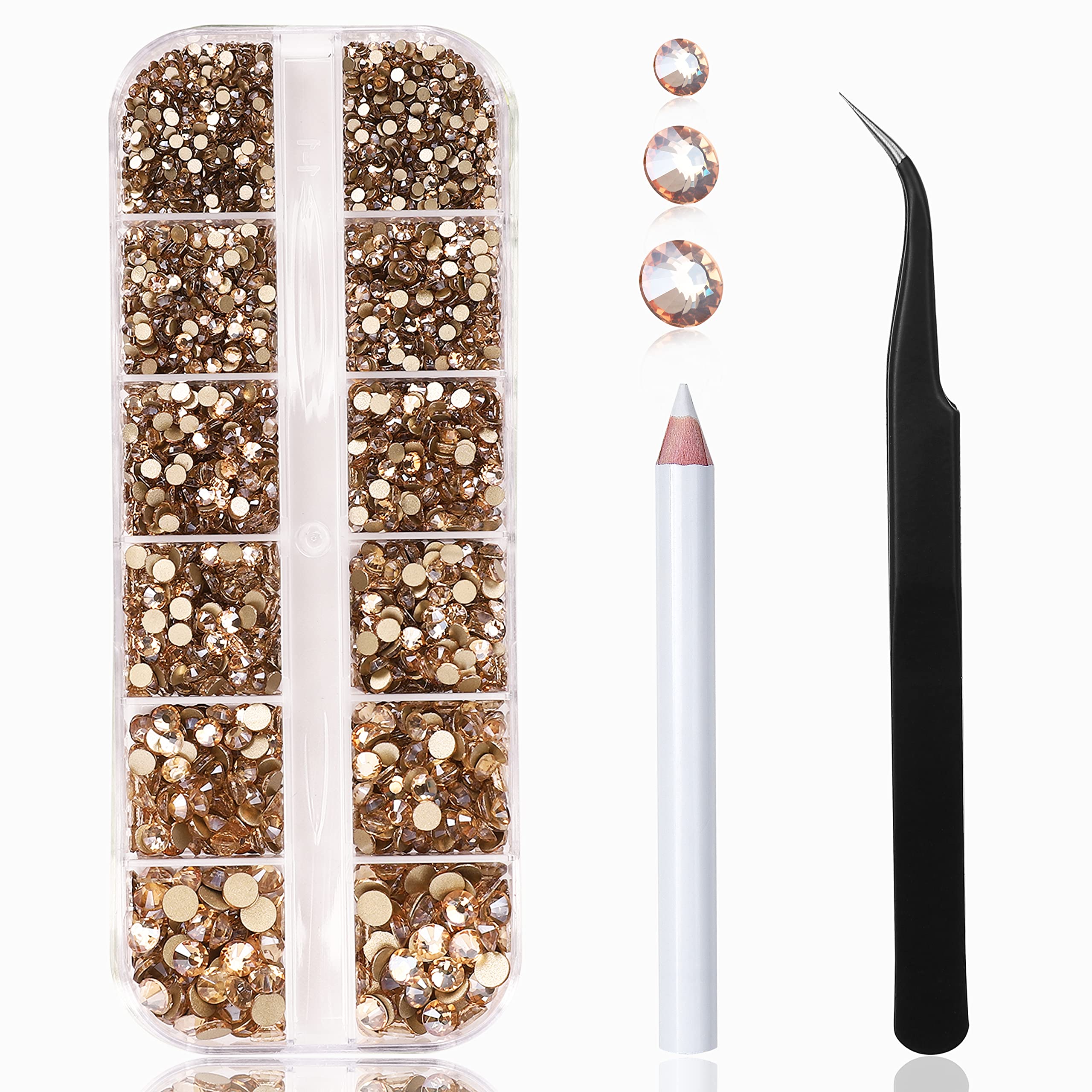 HUETFAT front packaging showing 2400 gold shadow rhinestones and tools, ideal for bulk use