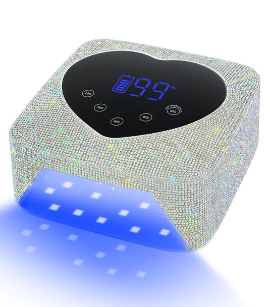 HUGMAPLE front view of diamond nail lamp showing controls and benefit fast curing