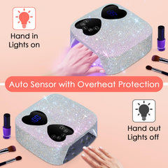 HUITINE curing fingernails under lamp showing even gel hardening benefit