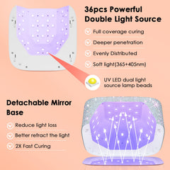 HUITINE removable reflective mirror base detached for easy cleaning and reflection