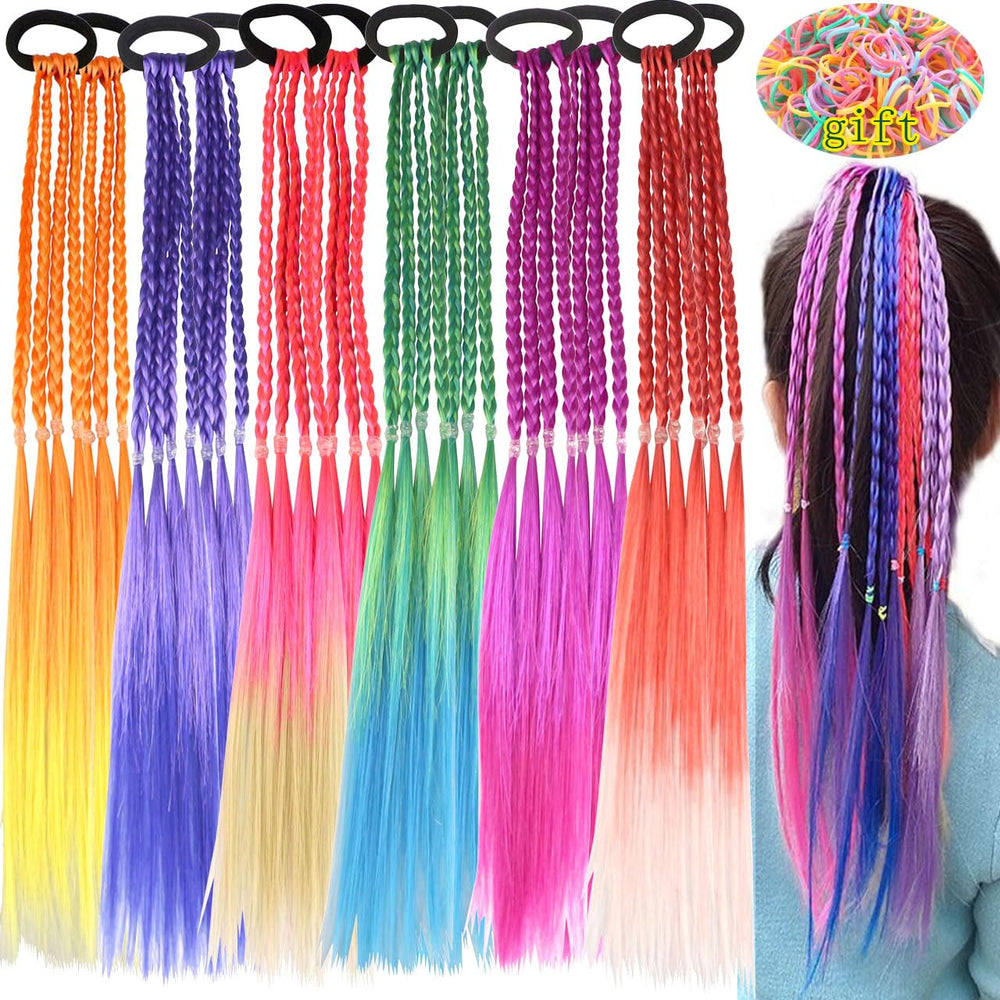 HUJIANWEN multiple braided pieces laid out to show included colors