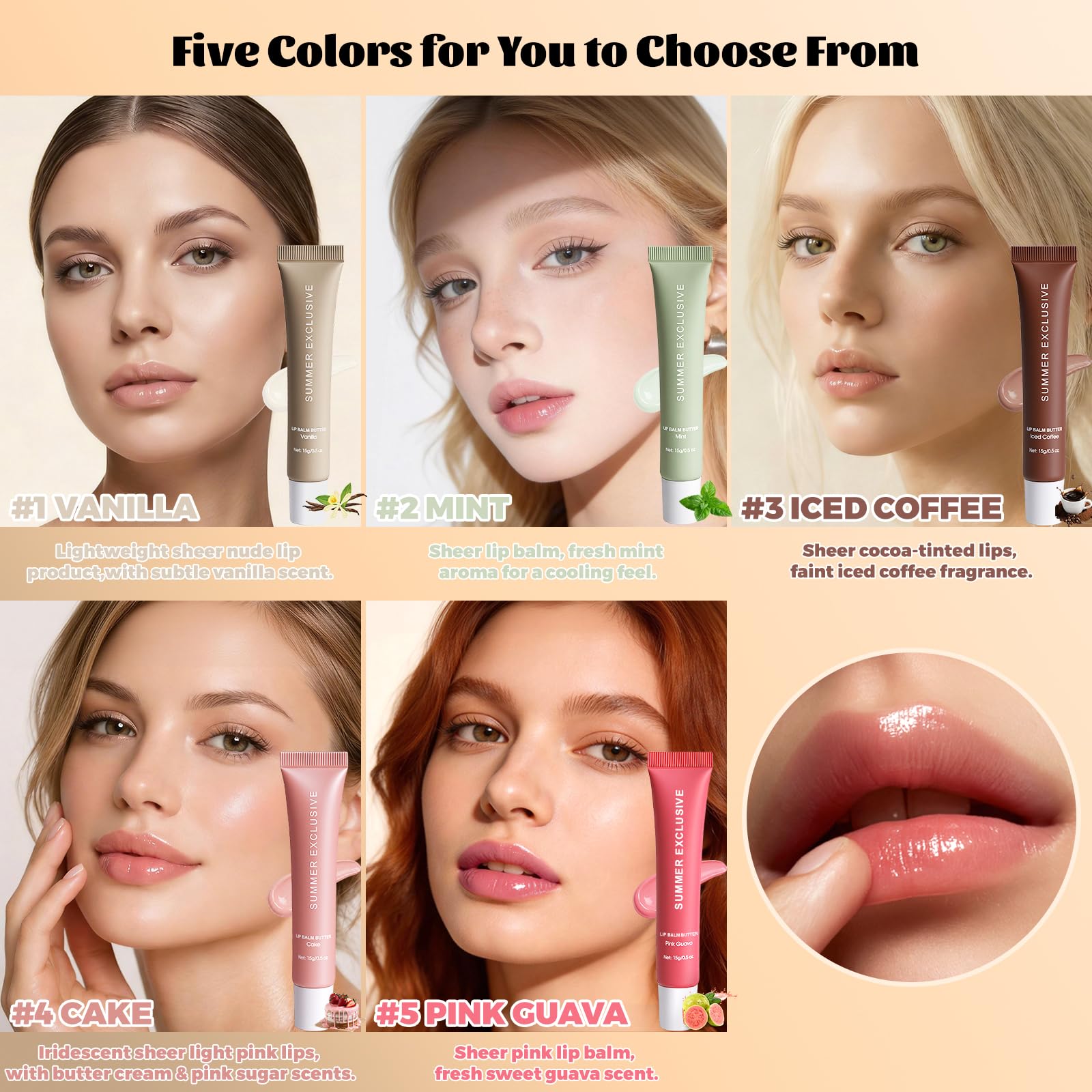 HULYHDP glide on lips demonstrating sheer tint and glossy natural finish