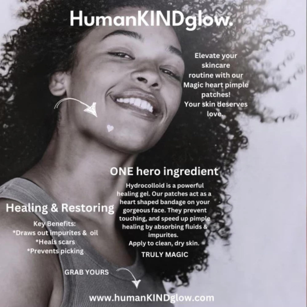 HumanKINDglow close-up of white heart hydrocolloid texture, highlights gentle absorption