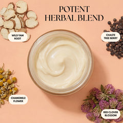 humanroots active ingredients label highlighting wild yam and chaste tree berry benefits