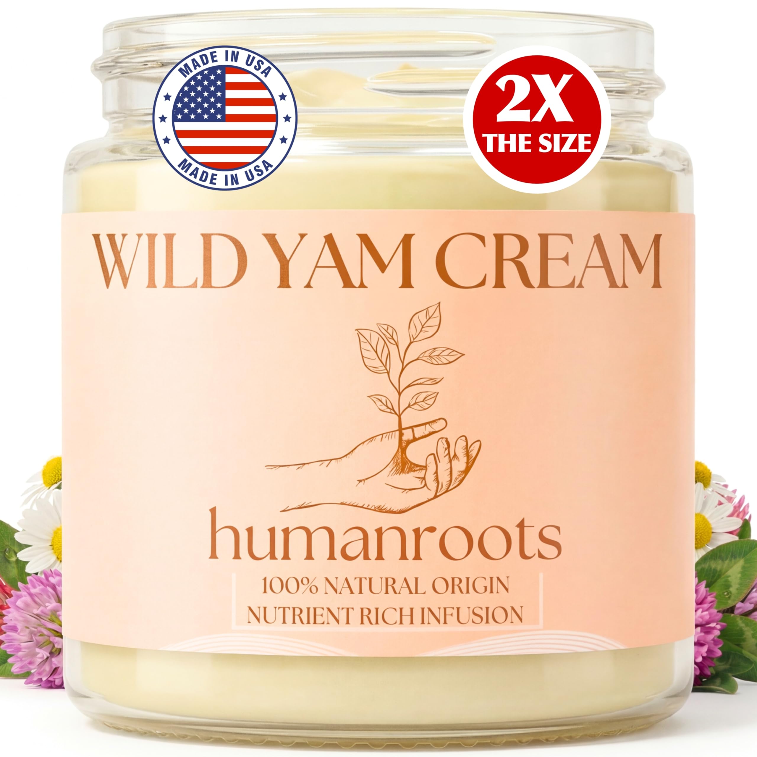 humanroots front jar wild yam cream showing label and organic look for calm skin