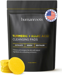humanroots front packaging showing 30 turmeric kojic acid cleansing pads for convenience