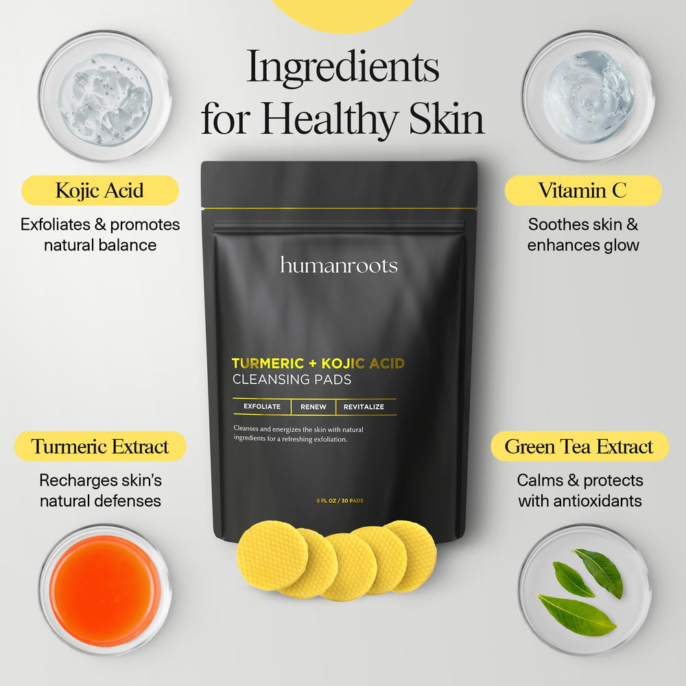 humanroots pad drenched in solution showing active ingredients and immediate hydration