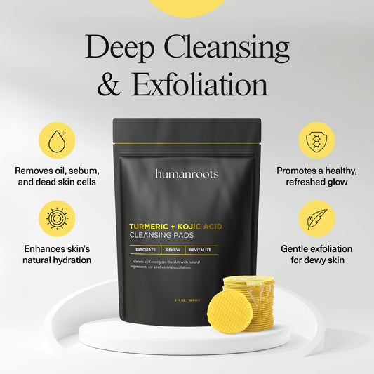 humanroots close-up textured pad surface revealing exfoliating weave for deep cleanse
