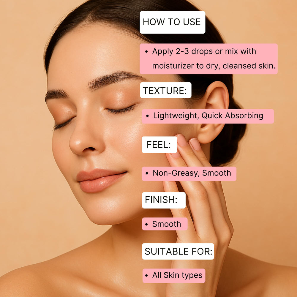 Humble chemist oil blended under makeup showing dewy finish benefit