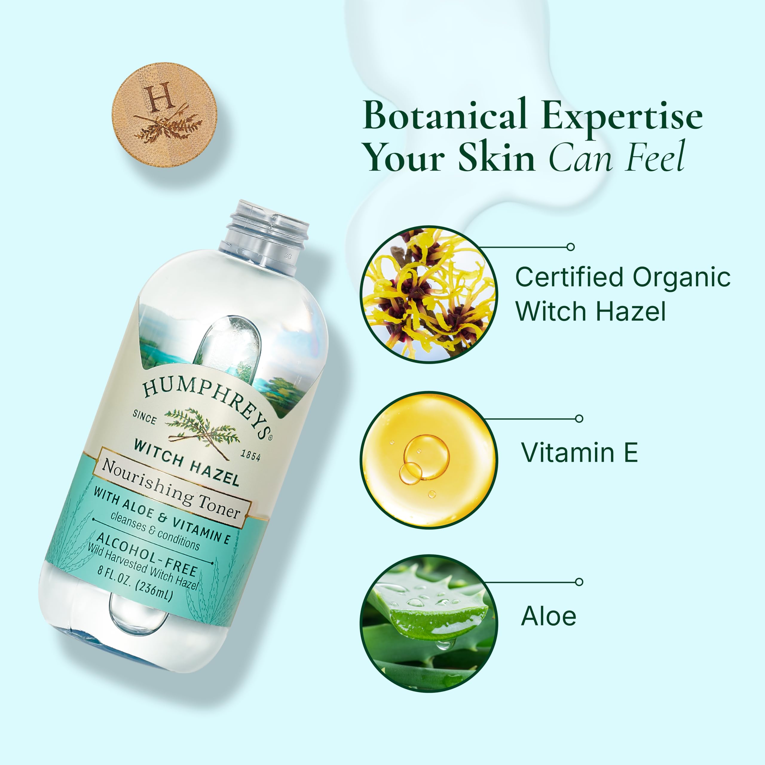 Humphreys cotton pad application showing gentle use and refreshed complexion benefit