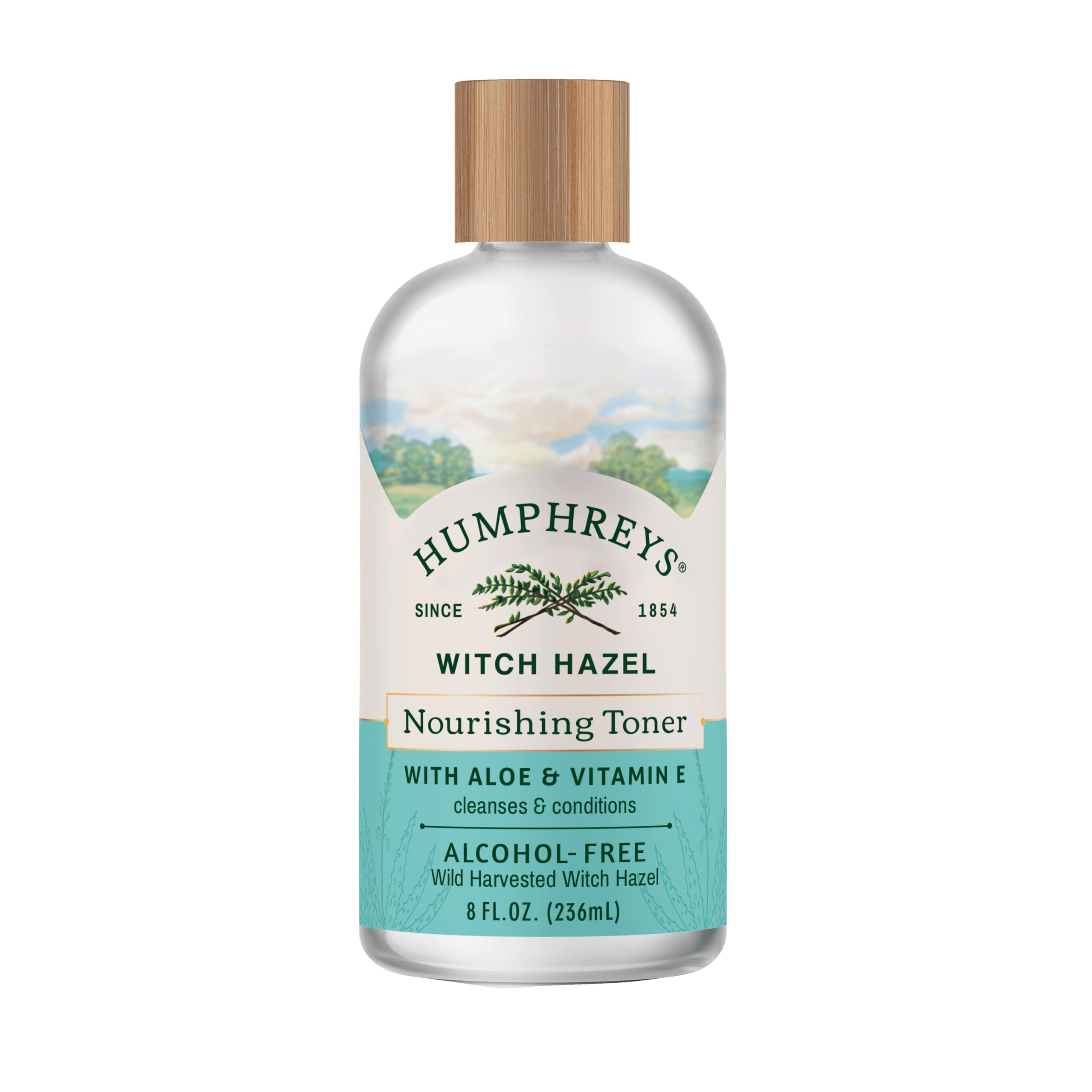Humphreys front bottle showing cleanser-friendly toner and clean packaging benefit