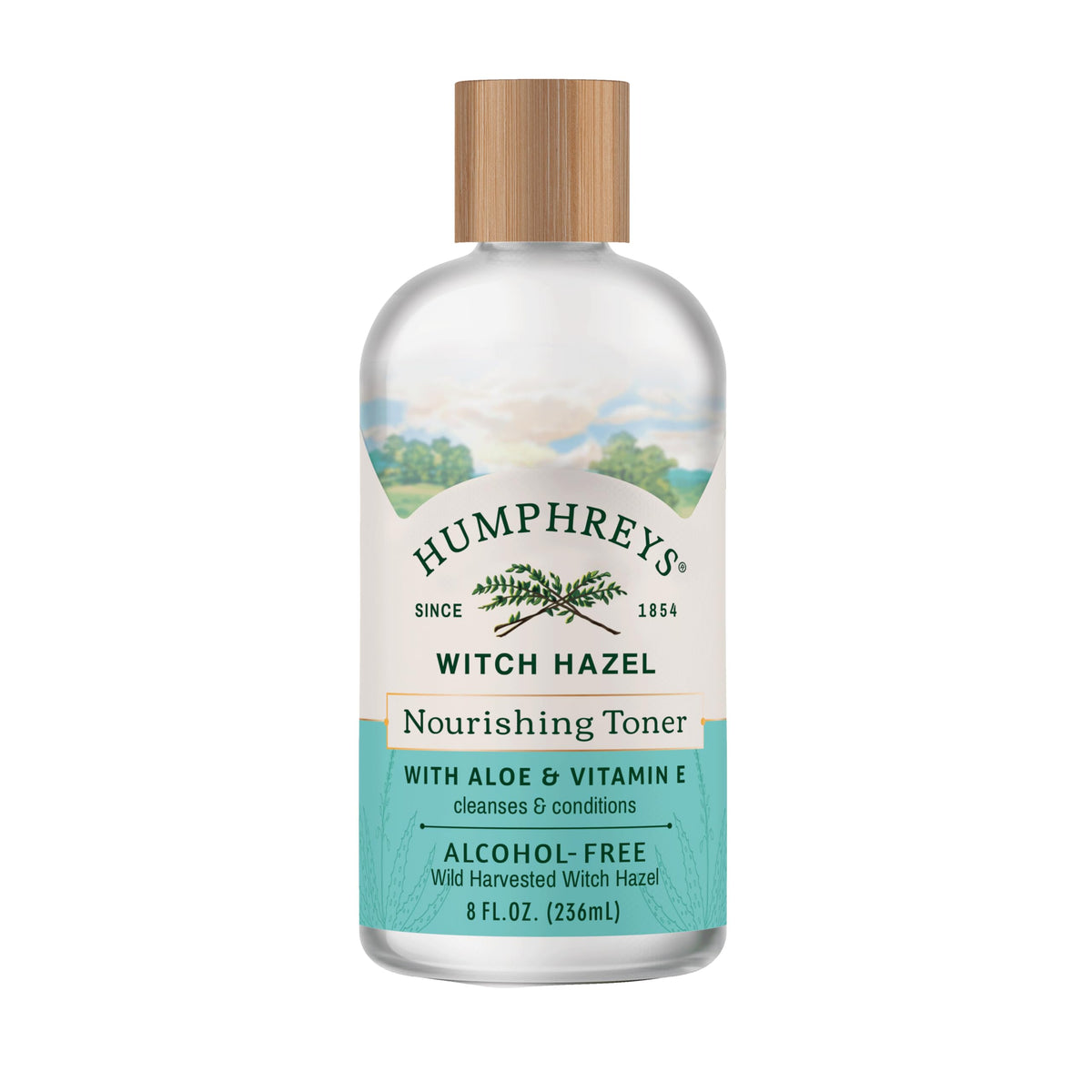 Humphreys front bottle showing cleanser-friendly toner and clean packaging benefit