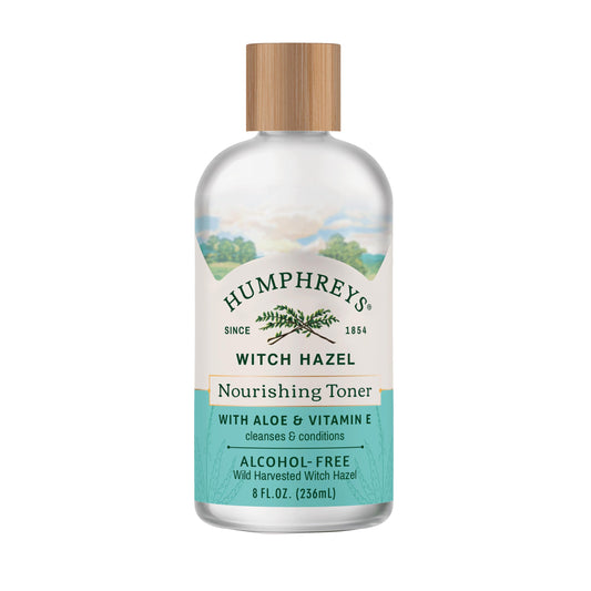 Humphreys front bottle showing cleanser-friendly toner and clean packaging benefit