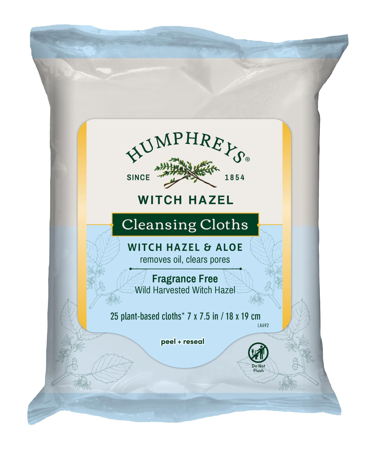 Humphreys front packaging showing 25 wipes and benefits