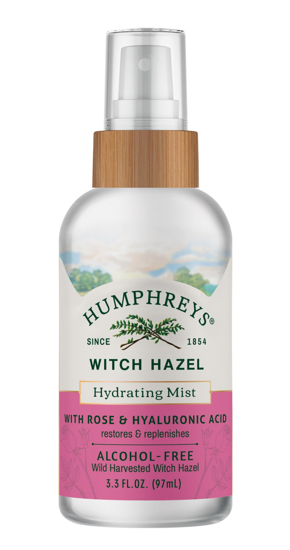 Humphreys front packaging showing hydrating witch hazel mist benefits