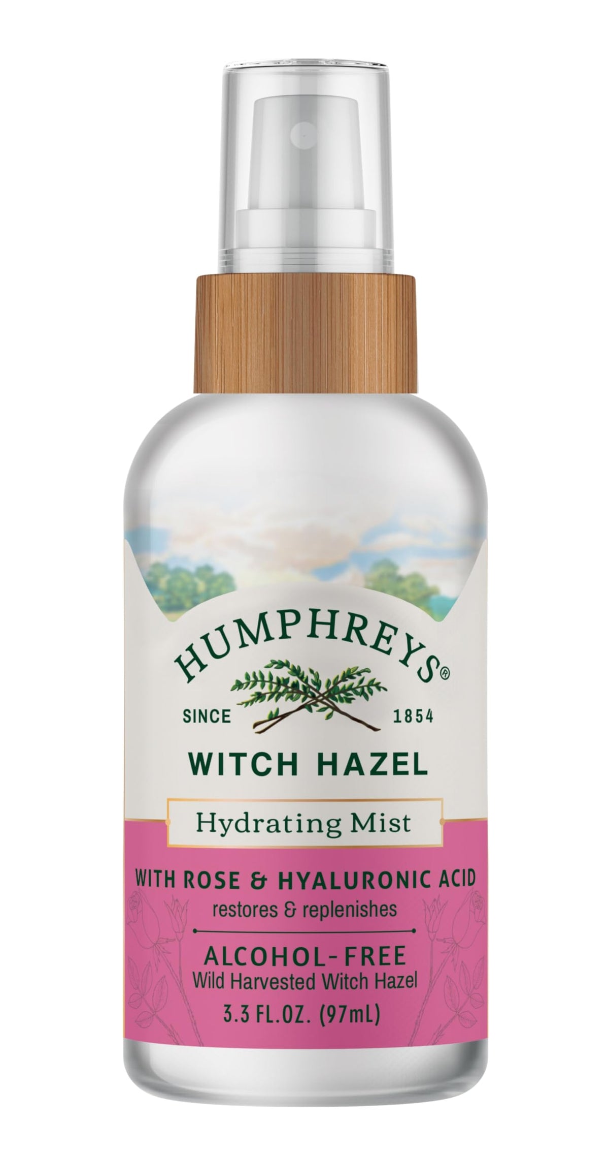 Humphreys front packaging showing hydrating witch hazel mist benefits