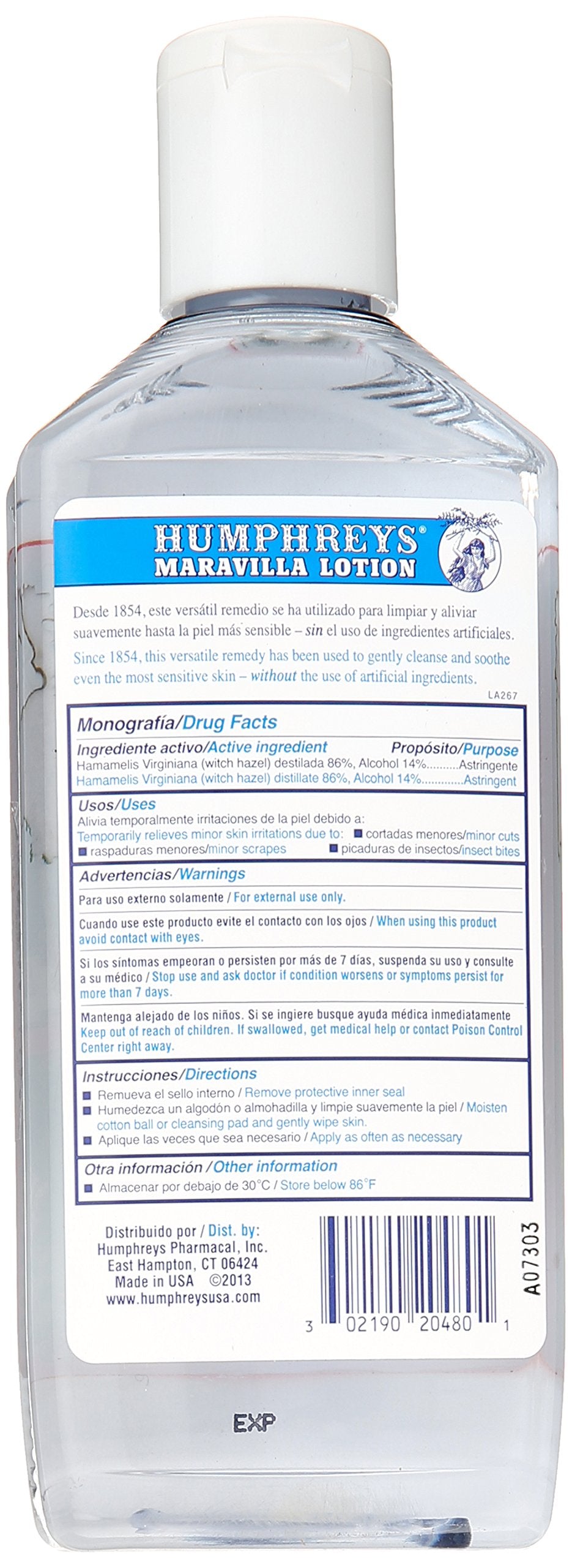 Humphreys Maravilla lotion being dispensed into hand — quick soothing relief
