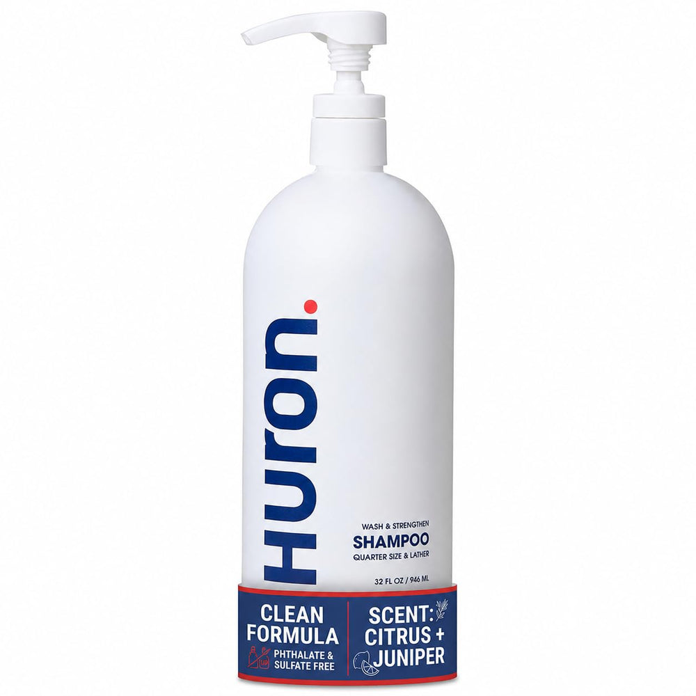 Huron front bottle 32oz showing label and value benefit