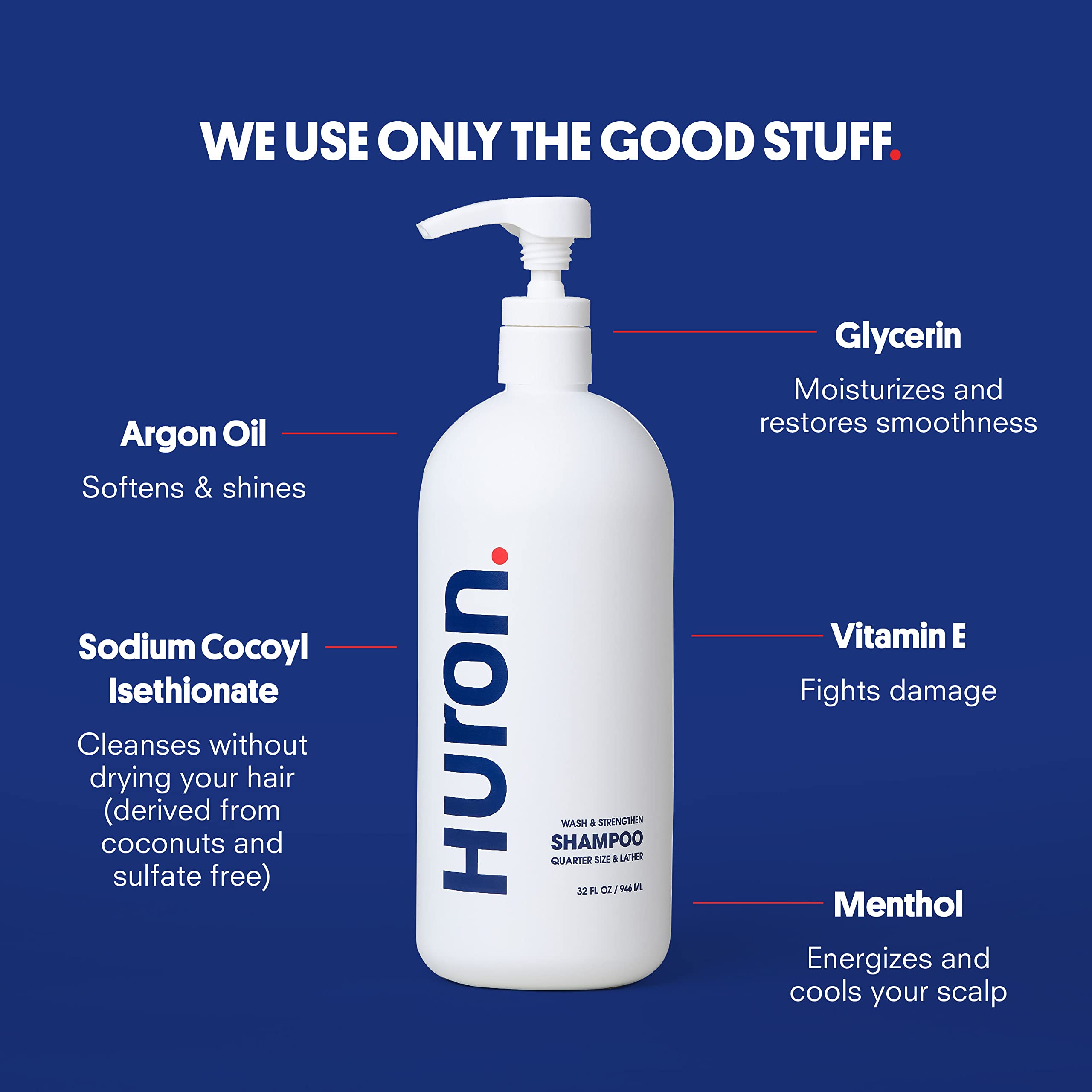 Huron shampoo lather texture showing gentle foam and hydration